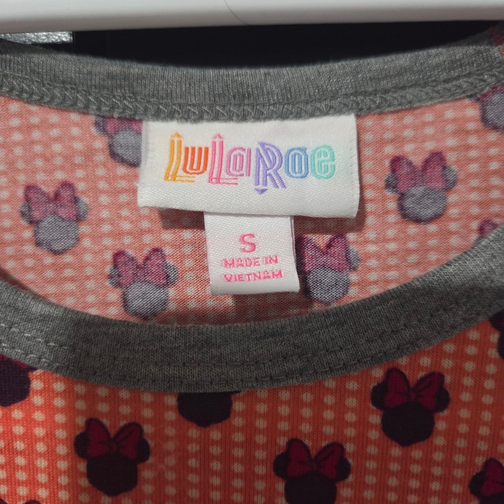 LuLaRoe Disney Minnie Mouse Peach Pink 3/4 Sleeve Baseball Tee T-Shirt Size S - Picture 3 of 7